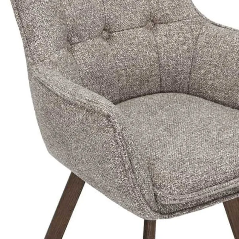 Drehbarer Stuhl ODIN taupe Strukturstoff Eichenholz Gestell