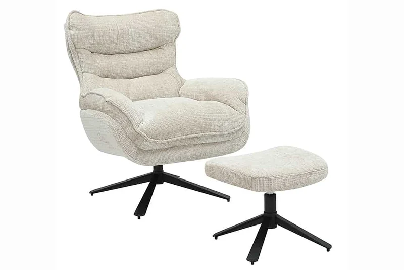 Drehbarer Hocker HEAVEN champagner-beige Strukturstoff