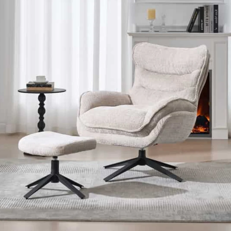 Drehbarer Hocker HEAVEN champagner-beige Strukturstoff