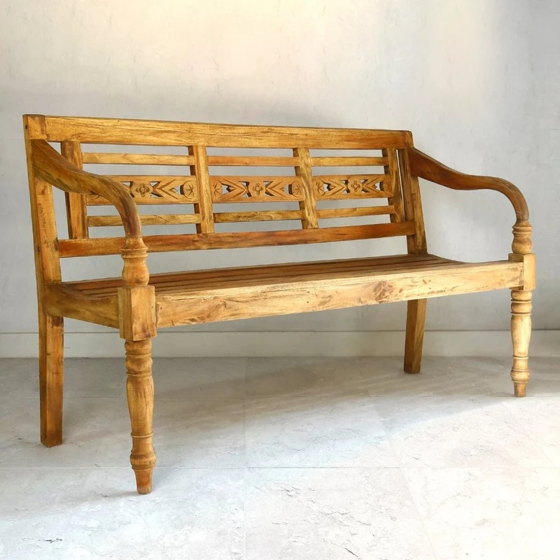 Gartenbank CHRISTOS Antique-Natural 150cm Massivholz Sitzbank