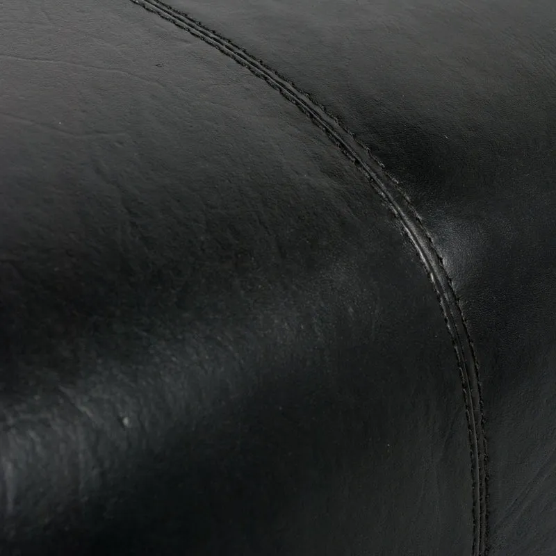 Leder Bank MAXI Schwarz 80cm Teakholz Turnbock