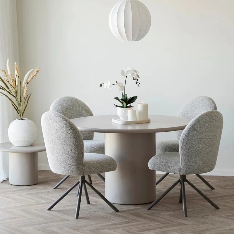 Drehstuhl mit Auto-Return-Funktion SOPHIE sand Bouclé grau Gestell