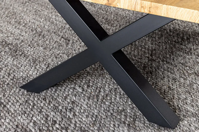 Wildeiche-Design Couchtisch OAKLAND 90cm Metallgestell Baumkante