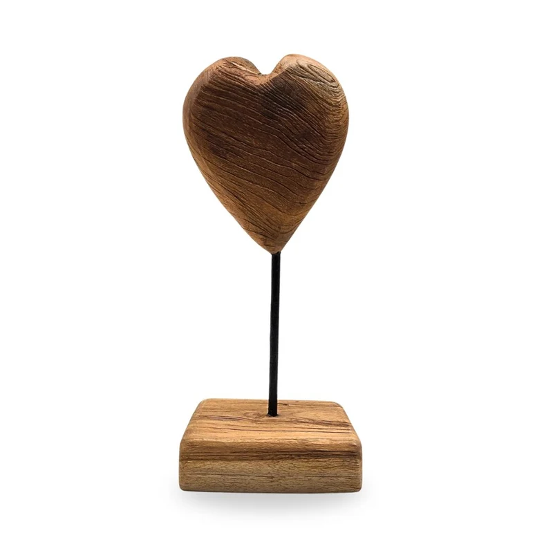 HERZ SKULPTUR "HEARTBEAT" | Teakholz | Wurzelholz Herz Figur