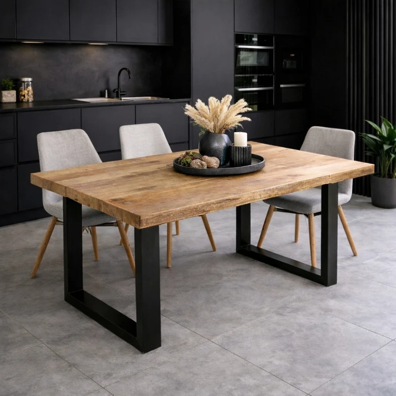 Esstisch CRAFT 160cm Mango natur Massivholz Metall Kufengestell