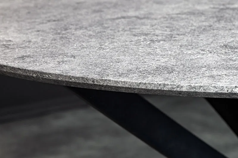 Design Esstisch TULUP rund 120cm grau Beton-Optik Metallbeine