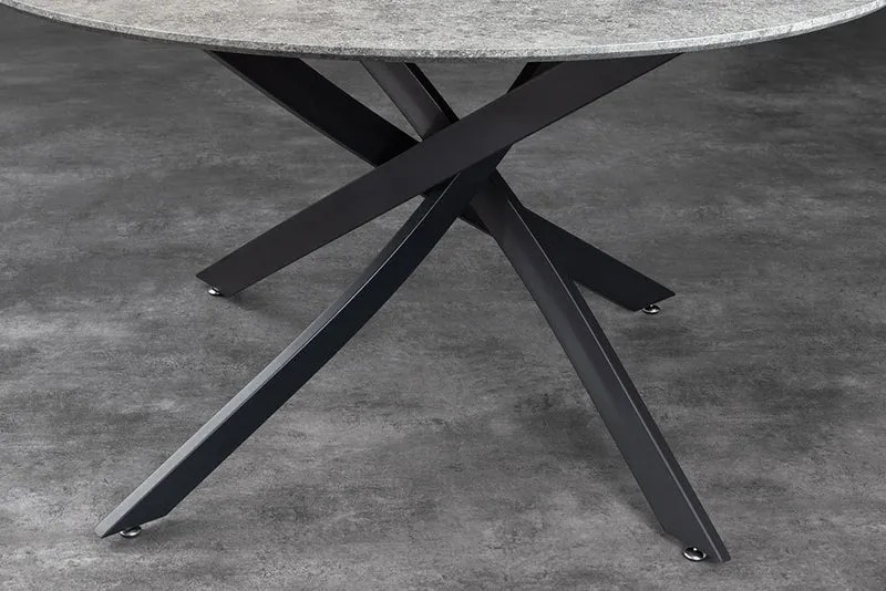 Design Esstisch TULUP rund 120cm grau Beton-Optik Metallbeine