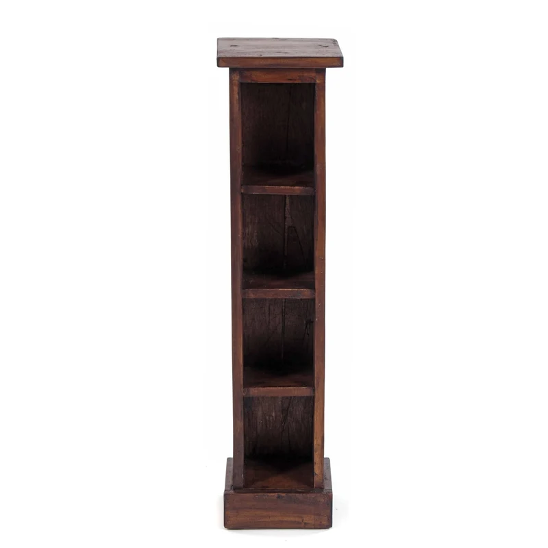 HOLZ CD REGAL TOWER | 75cm, Holzregal, Buch CD Rack mit 4 Fächern | Farbe: 02 hellbraun