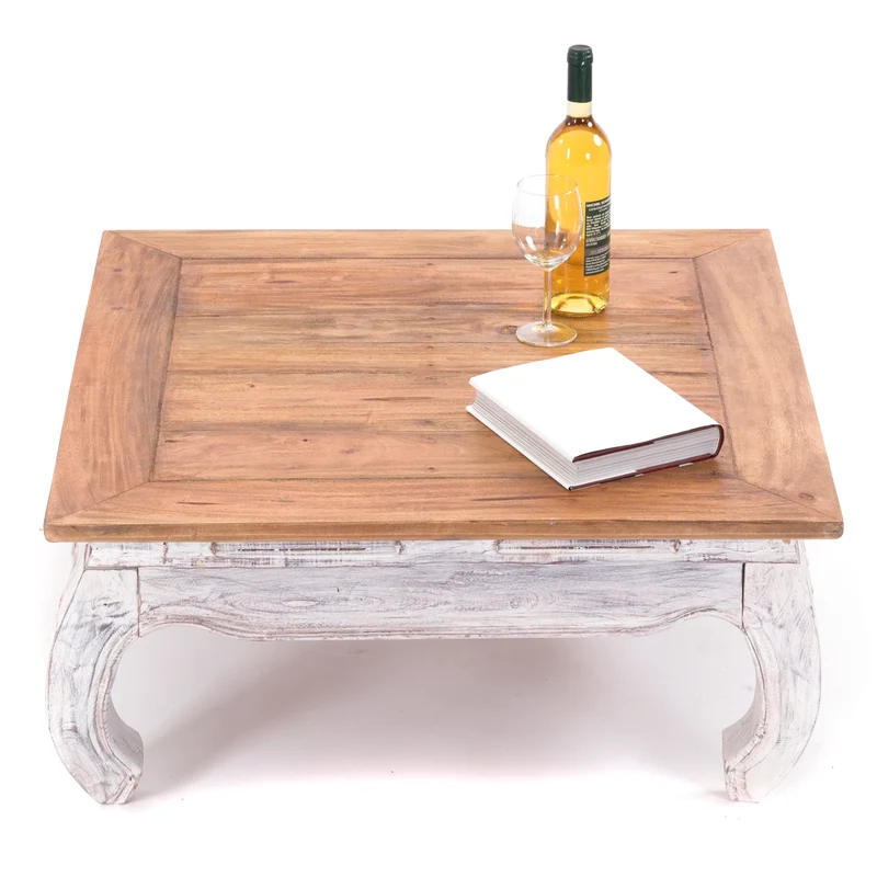 OPIUMTISCH "EAST 80" | 80x80x36 cm, Mahagoni | Beistelltisch | Farbe: 05 weiß-natur