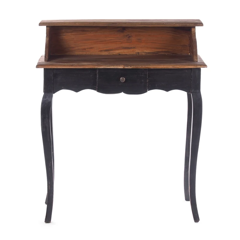 MASSIVHOLZ SEKRETÄR NAPOLEON 92x80cm(HxB) | Massivholz Schreibtisch | Farbe: 04 schwarz-natur