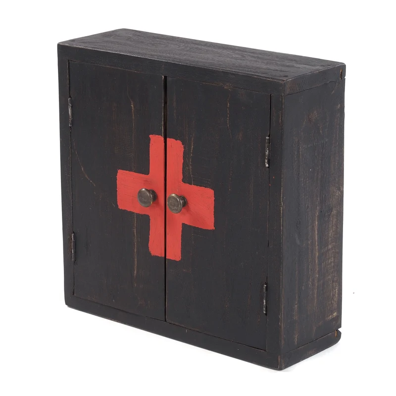 MEDIZINSCHRANK MEDIC | 35x35x13cm, Massivholz | Wandschrank | Farbe: 04 schwarz-natur