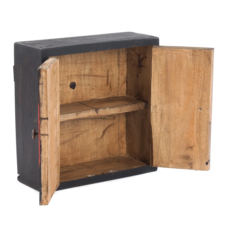 MEDIZINSCHRANK MEDIC | 35x35x13cm, Massivholz | Wandschrank | Farbe: 04 schwarz-natur