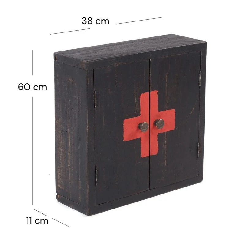 MEDIZINSCHRANK MEDIC | 35x35x13cm, Massivholz | Wandschrank | Farbe: 04 schwarz-natur