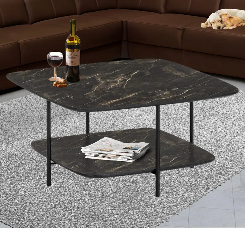 Design Couchtisch MARMOL 75cm schwarz moderne Marmor-Optik
