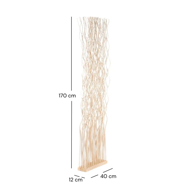 RAUMTEILER "WAVE" | Weidenholz, 170x40cm (HxB) | Paravent, Trennwand | Farbe: geblichen