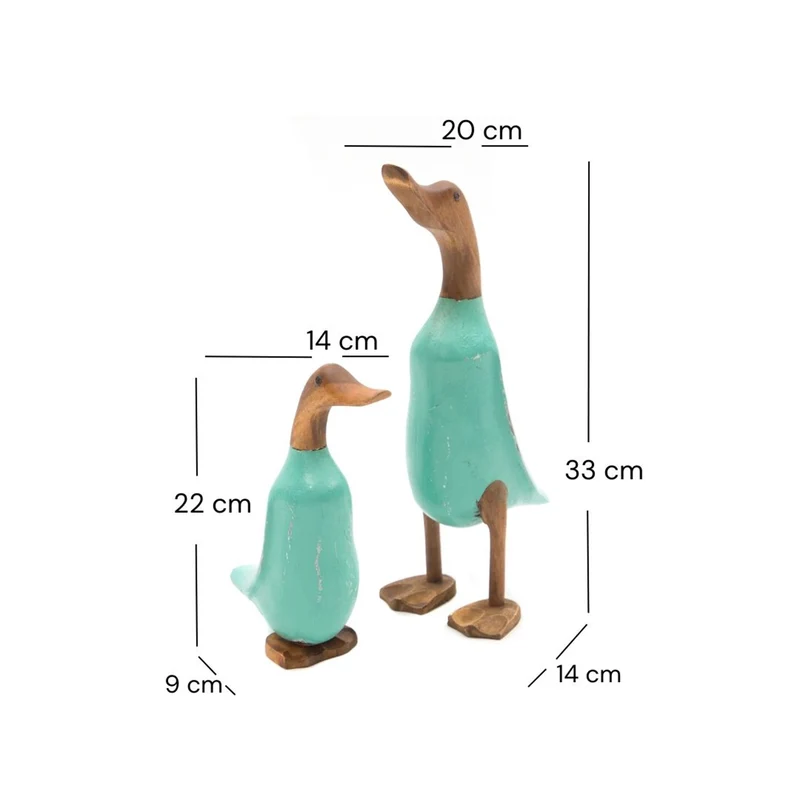 HOLZ ENTE "DUCK" | Mahagoni & Teakholz, 2-teilig | Deko Figur | Farbe: türkis