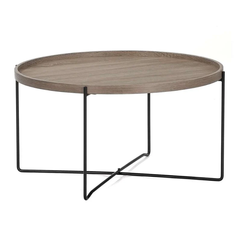 Moderner Couchtisch GRIGIO 74cm hellgrau Eichen-Optik Metallgestell