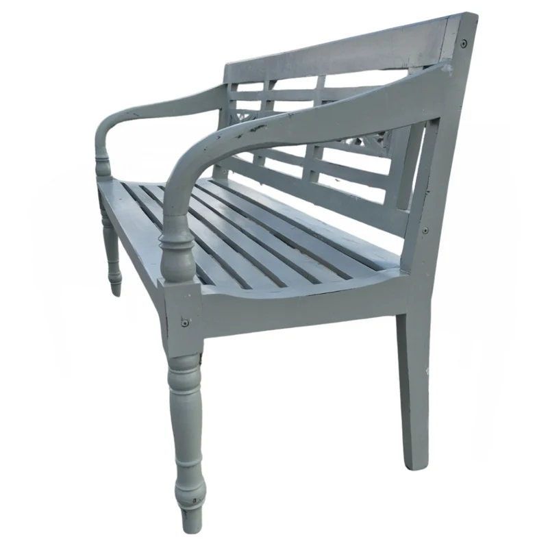 Massivholz Sitzbank CHRISTOS Antique-Grey 150cm Shabby-Look