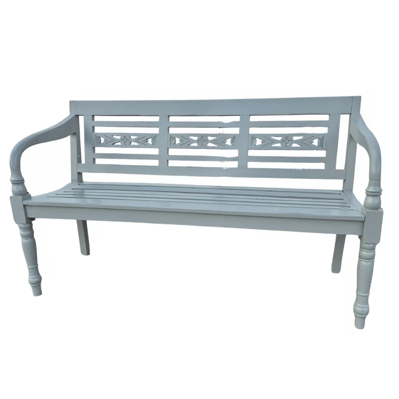Massivholz Sitzbank CHRISTOS Antique-Grey 150cm Shabby-Look