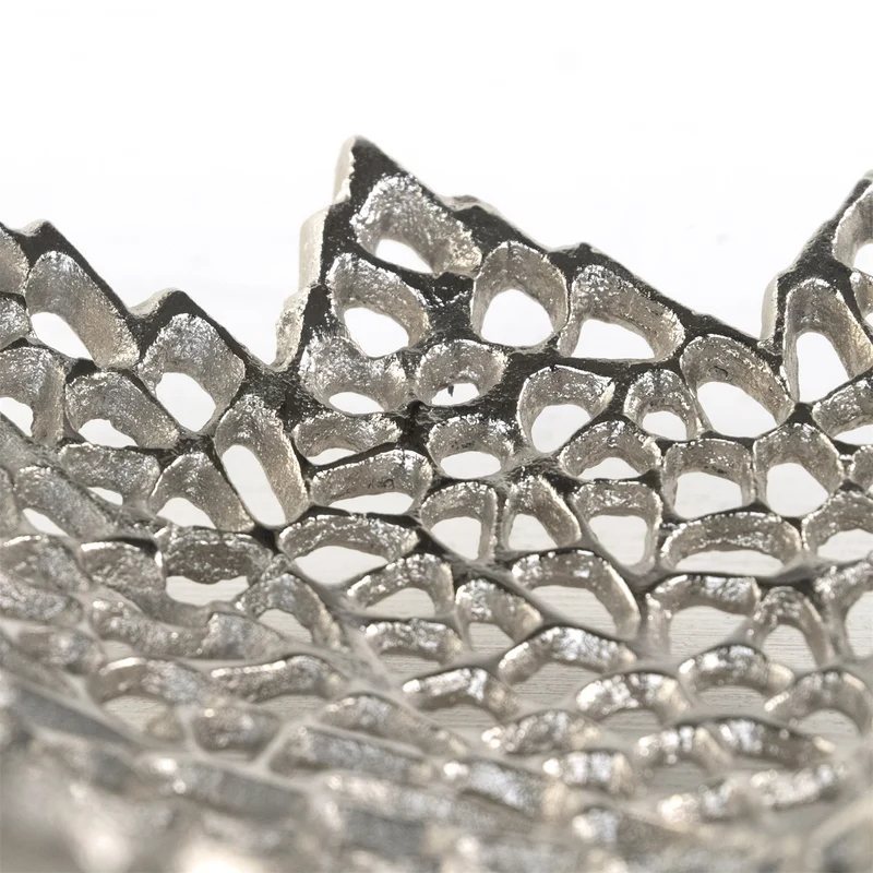 BLATT SCHALE "LEAF" | 2 Größen, Metall | Dekoschale silber | Muster: klein