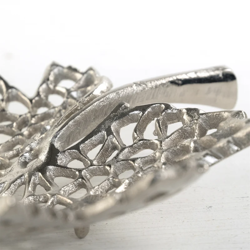 BLATT SCHALE "LEAF" | 2 Größen, Metall | Dekoschale silber | Muster: klein