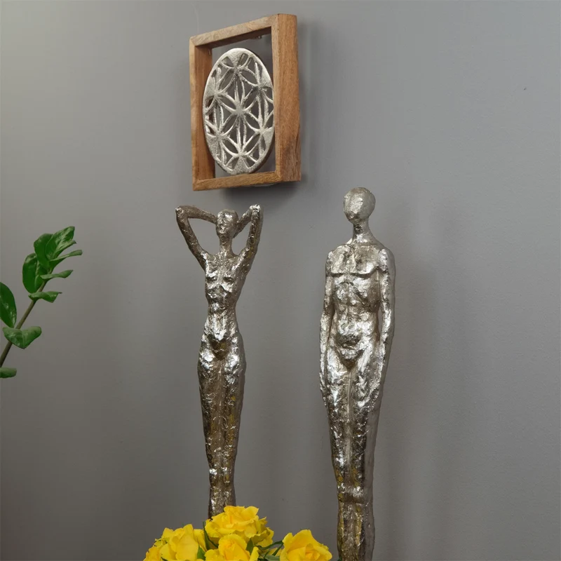 METALL WANDBILD | 20 cm, Metall, Mangoholz | Wanddeko | Muster: Mandala