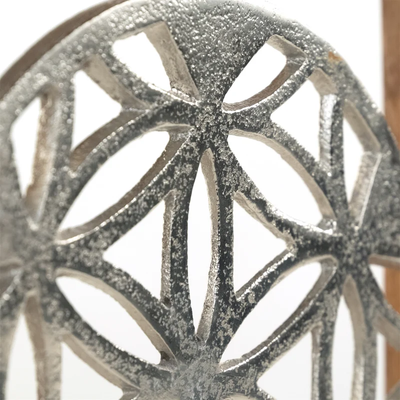METALL WANDBILD | 20 cm, Metall, Mangoholz | Wanddeko | Muster: Mandala