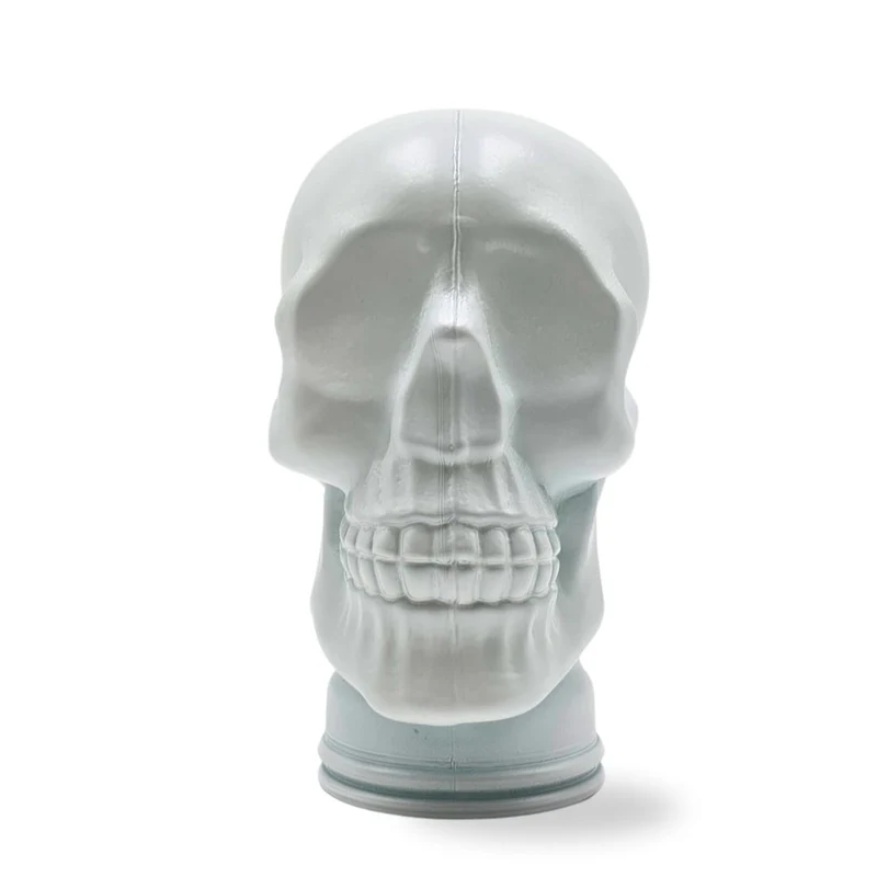 Glas KOPFHÖRERSTÄNDER TOTENKOPF| 26cm Glaskopf Skulptur | Farbe: M02 weiss