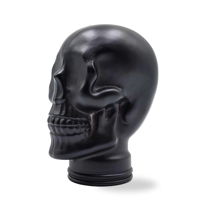 Glas KOPFHÖRERSTÄNDER TOTENKOPF| 26cm Glaskopf Skulptur | Farbe: M01 schwarz