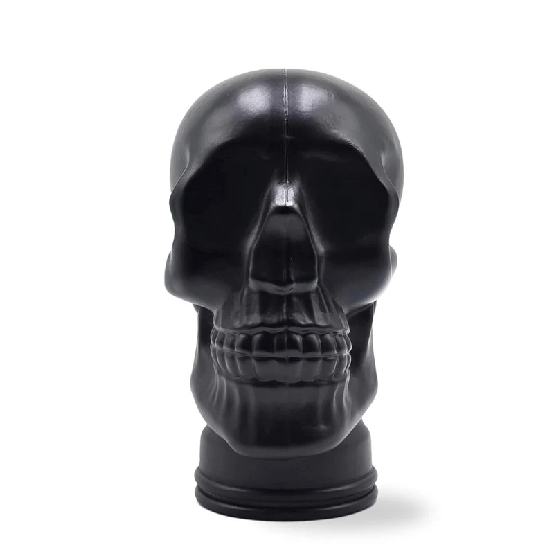 Glas KOPFHÖRERSTÄNDER TOTENKOPF| 26cm Glaskopf Skulptur | Farbe: M01 schwarz