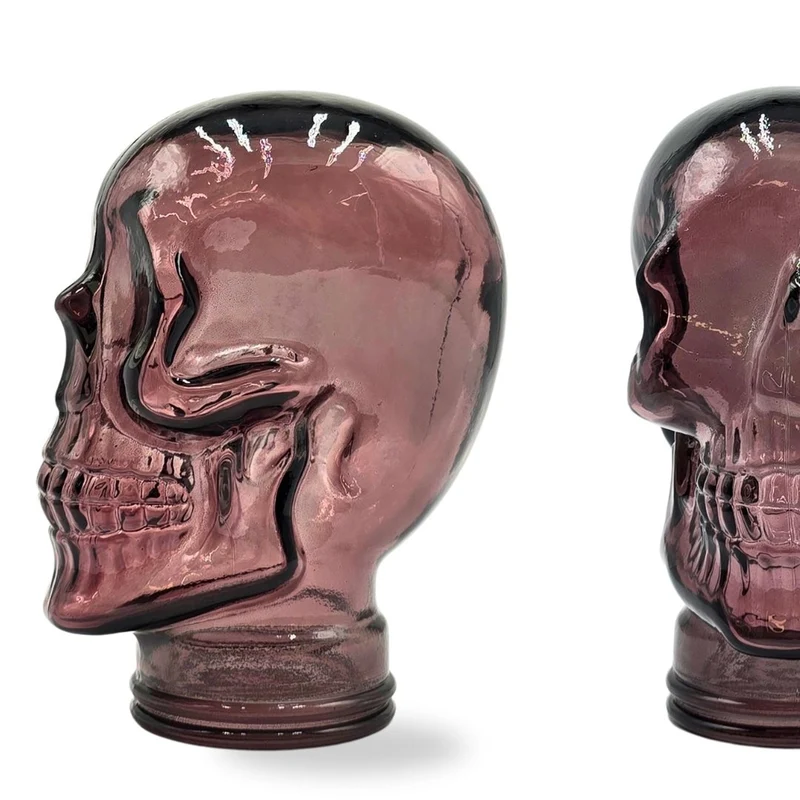 Glas KOPFHÖRERSTÄNDER TOTENKOPF| 26cm Glaskopf Skulptur | Farbe: T13 lila