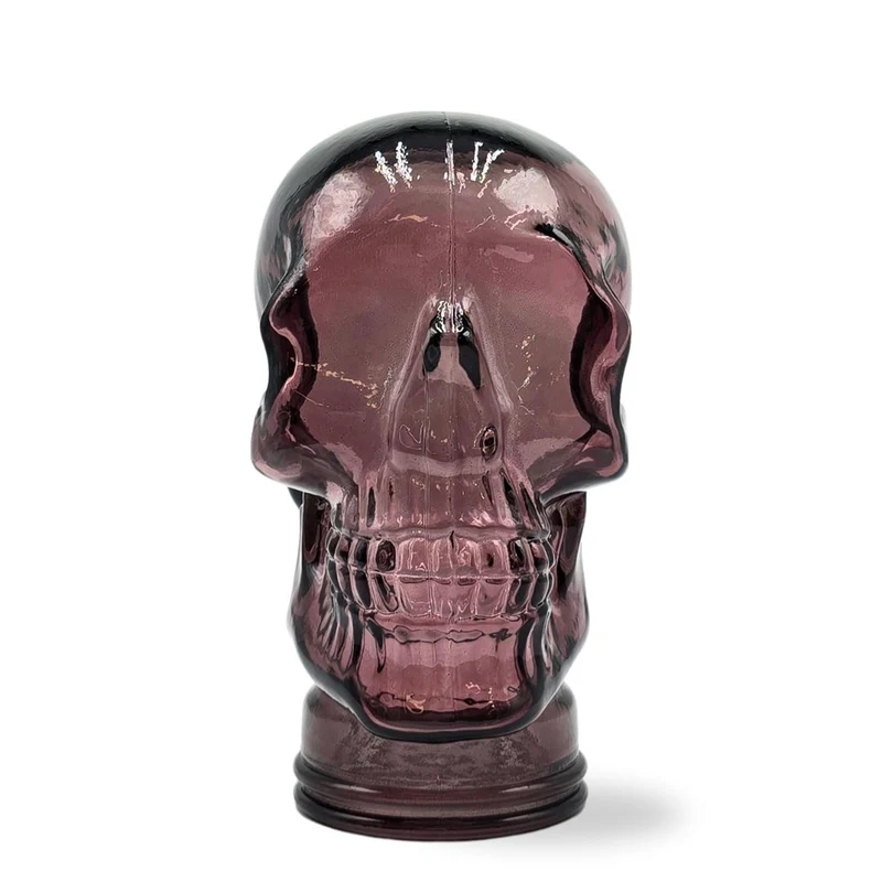 Glas KOPFHÖRERSTÄNDER TOTENKOPF| 26cm Glaskopf Skulptur | Farbe: T13 lila