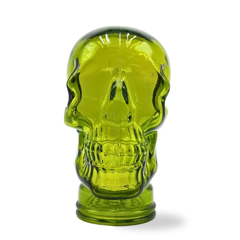 Glas KOPFHÖRERSTÄNDER TOTENKOPF| 26cm Glaskopf Skulptur | Farbe: T02 limette