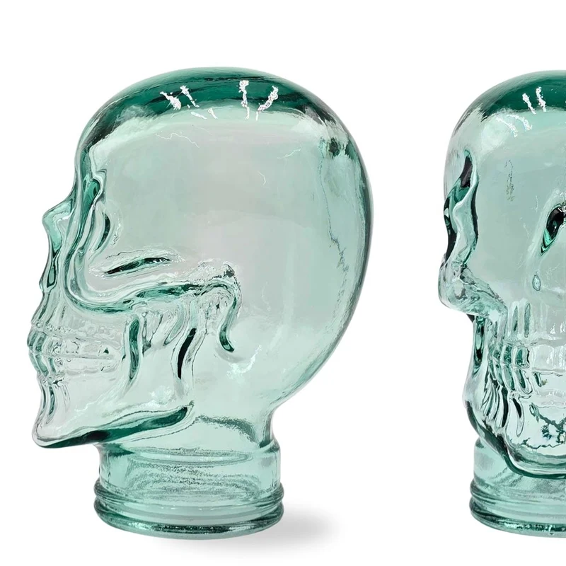 Glas KOPFHÖRERSTÄNDER TOTENKOPF| 26cm Glaskopf Skulptur | Farbe: T01 klar