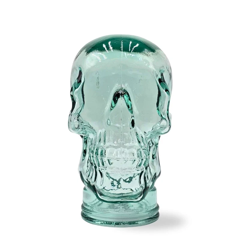Glas KOPFHÖRERSTÄNDER TOTENKOPF| 26cm Glaskopf Skulptur | Farbe: T01 klar