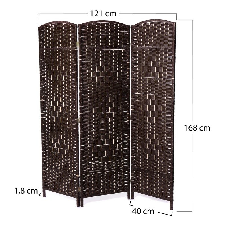 RAUMTEILER "QUINN" | Holz, 168x120cm | Natur Paravent | Farbe: dunkelbraun