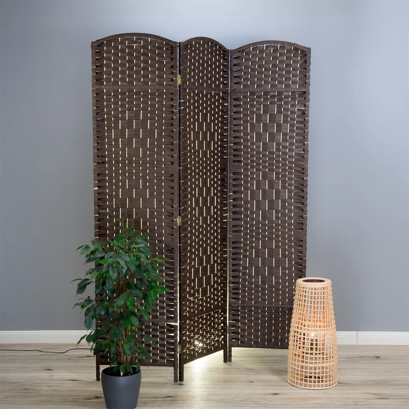 RAUMTEILER "QUINN" | Holz, 168x120cm | Natur Paravent | Farbe: dunkelbraun
