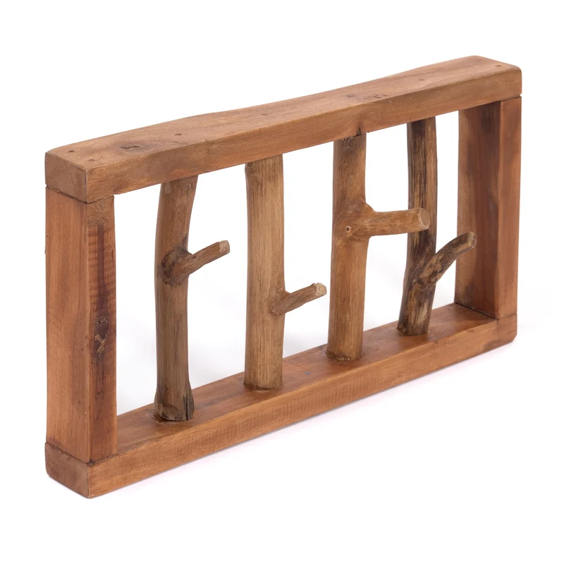 GARDEROBENLEISTE LIMB | 45x23cm(BxH) Treibholz Wandgarderobe mit Ästen | Farbe: 08 honigfarben gewachst