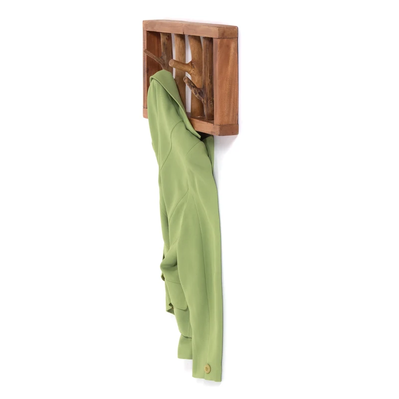 GARDEROBENLEISTE LIMB | 45x23cm(BxH) Treibholz Wandgarderobe mit Ästen | Farbe: 08 honigfarben gewachst