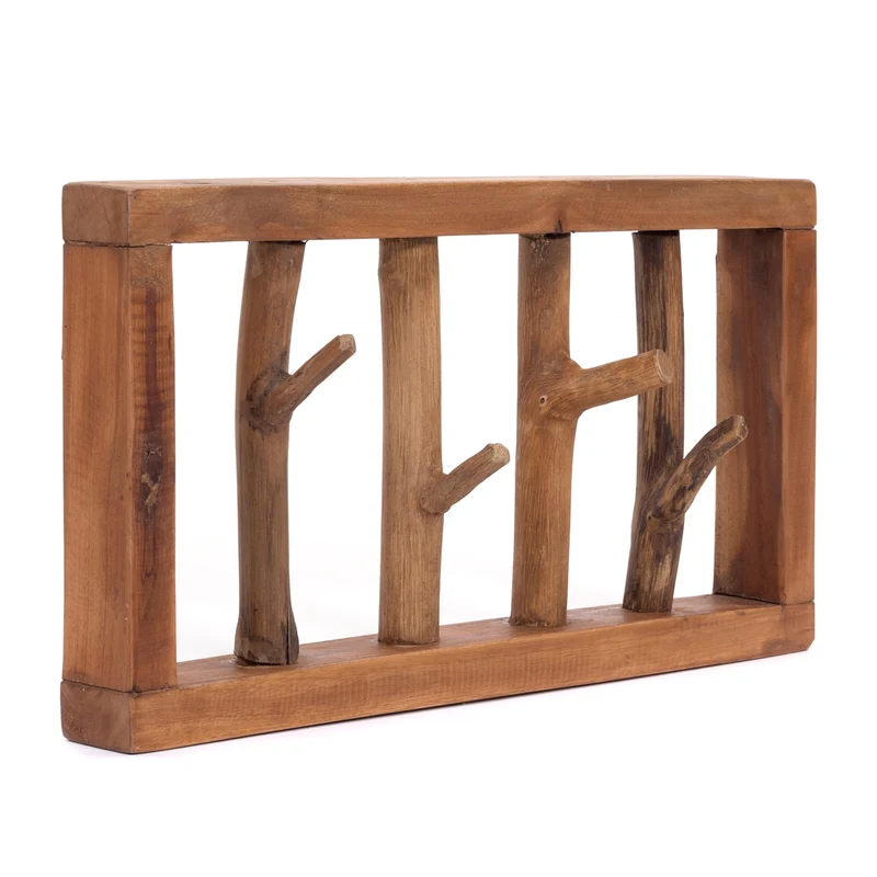 GARDEROBENLEISTE LIMB | 45x23cm(BxH) Treibholz Wandgarderobe mit Ästen | Farbe: 08 honigfarben gewachst