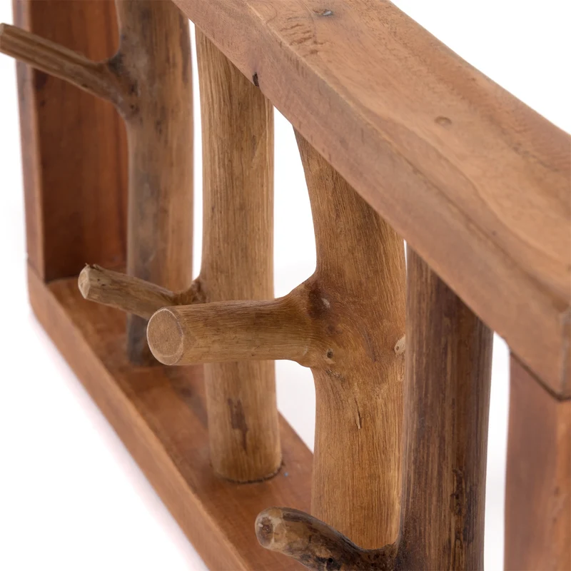 GARDEROBENLEISTE LIMB | 45x23cm(BxH) Treibholz Wandgarderobe mit Ästen | Farbe: 08 honigfarben gewachst