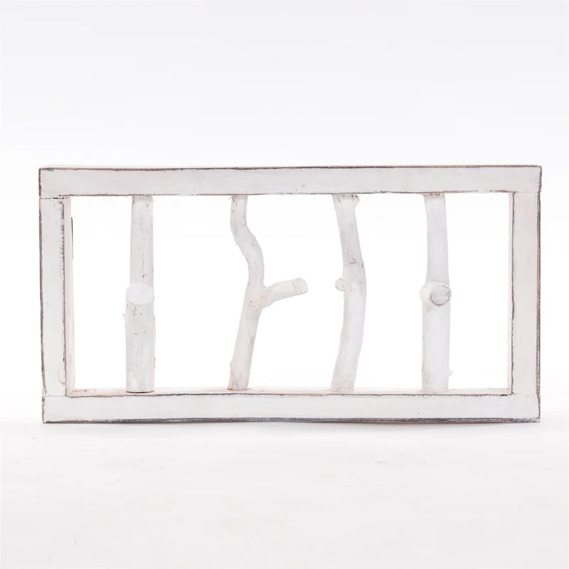 GARDEROBENLEISTE LIMB | 45x23cm(BxH) Treibholz Wandgarderobe mit Ästen | Farbe: 06 weiß-landhaus