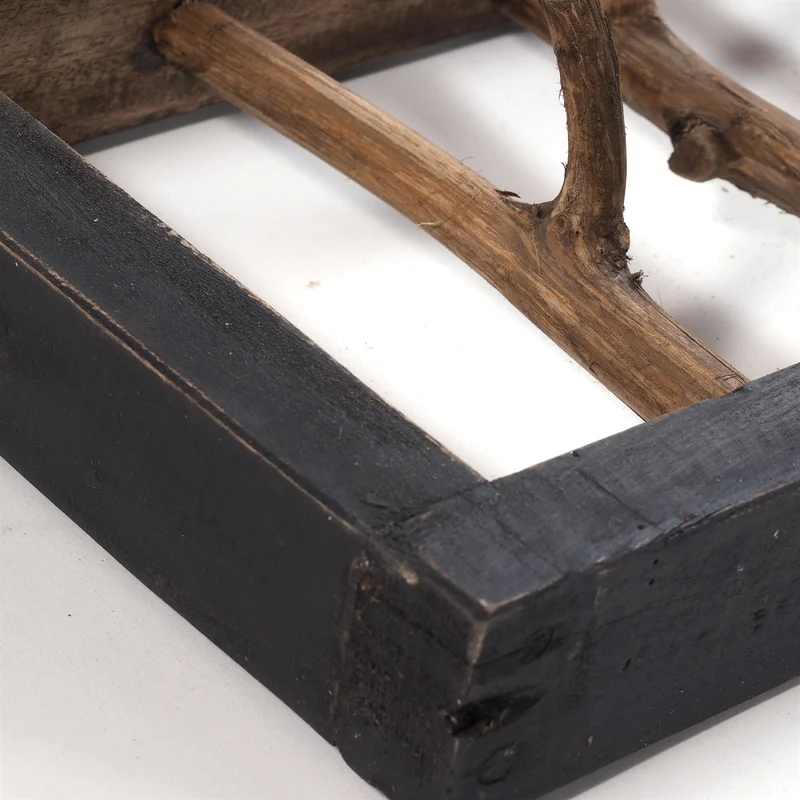 GARDEROBENLEISTE LIMB | 45x23cm(BxH) Treibholz Wandgarderobe mit Ästen | Farbe: 04 schwarz-natur