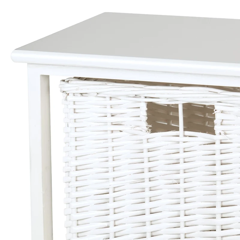 BADSCHRANK "FRITZ" | Mahagoni Holz, 1 Rattan Korb | Bad Kommode