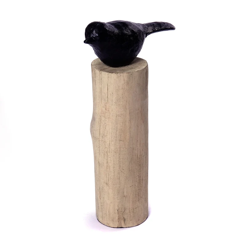VOGEL SKULPTUR "BIRDY 3er Set" | Vogel auf Holzstamm