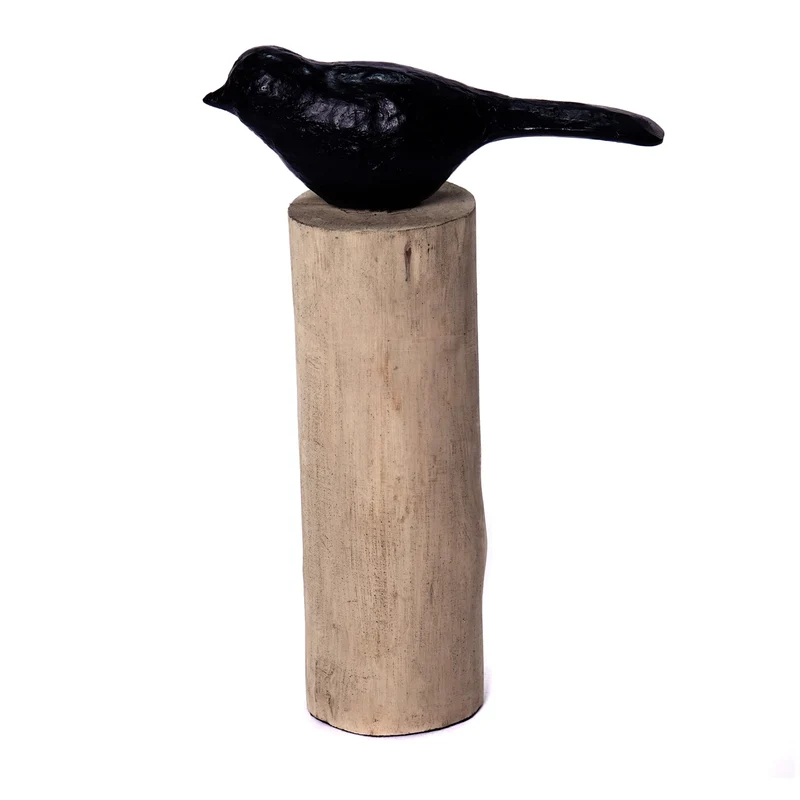 VOGEL SKULPTUR "BIRDY 3er Set" | Vogel auf Holzstamm