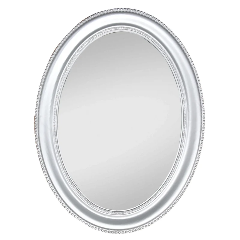 Romantischer Spiegel NERINA 80x60cm antik-silber oval Holzrahmen