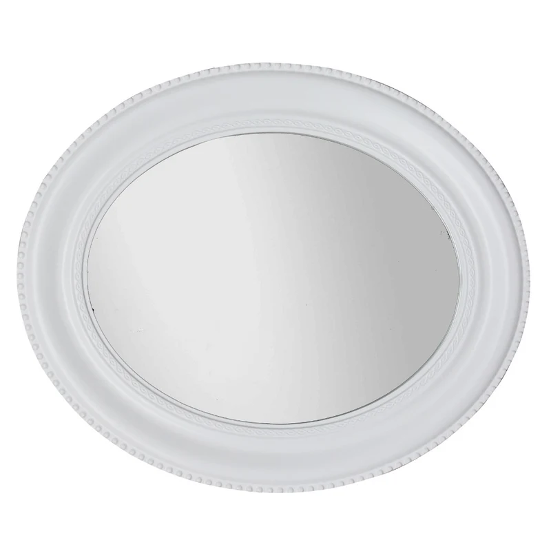 Romantischer Spiegel NERINA 60x50cm weiss oval Holzrahmen