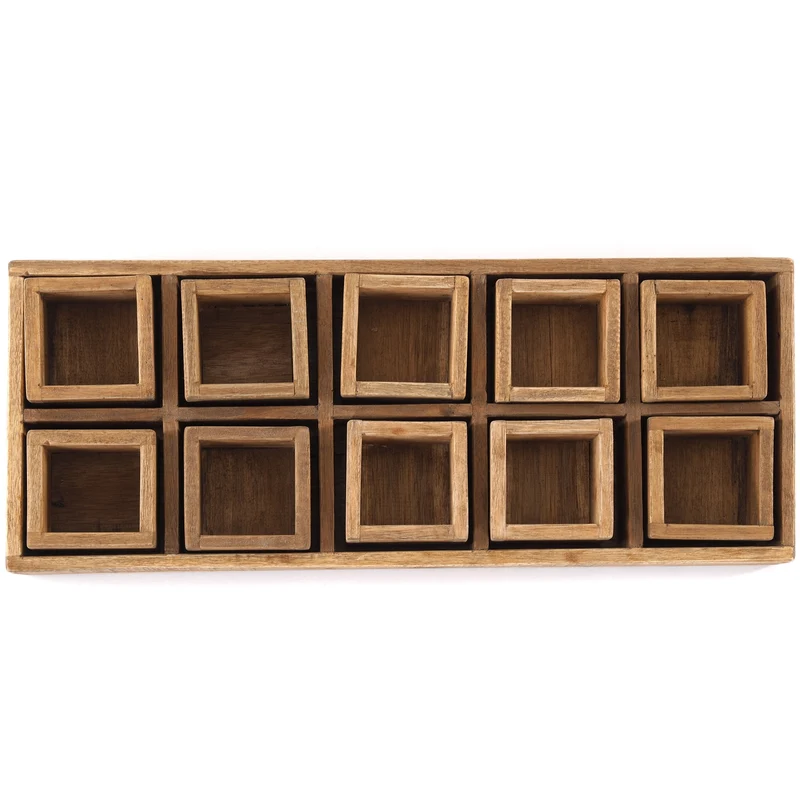 KISTEN SET "CUBO II" | Teak / Mahagoni | erweiterbares Set | Anzahl: 10-Boxen
