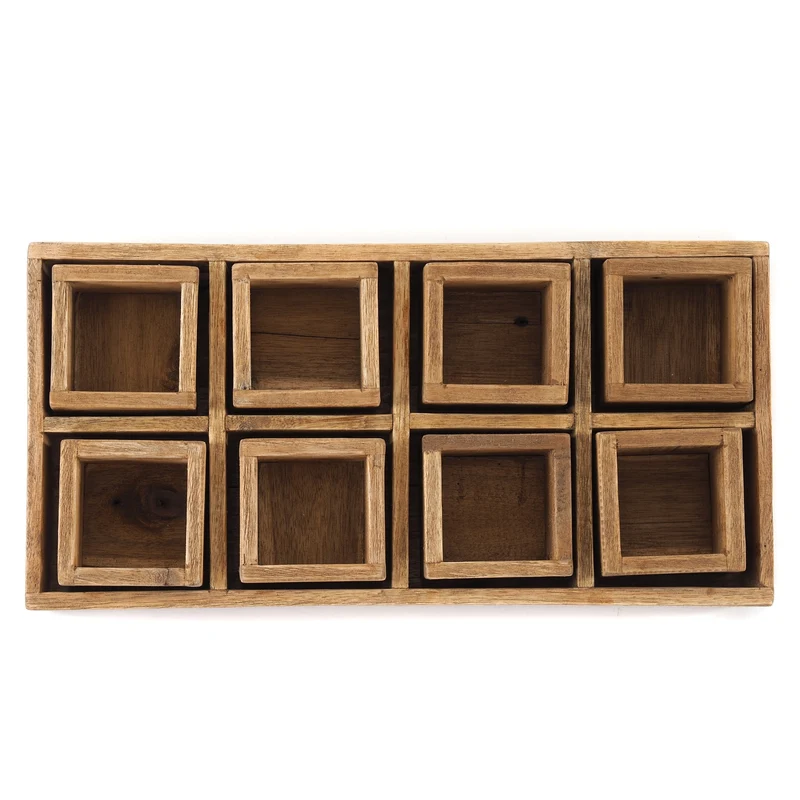 KISTEN SET "CUBO II" | Teak / Mahagoni | erweiterbares Set | Anzahl: 8-Boxen
